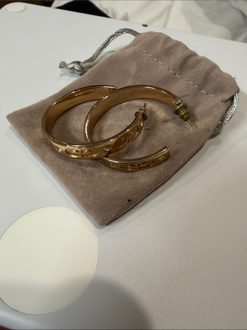 Coach Tabby Hoop Earrings in Gold-tone with Crystal Accents - Picture 14 of 14